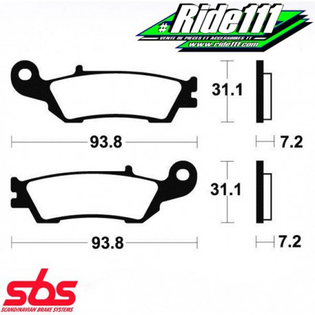 Plaquettes de frein avant ou arrière SBS YAMAHA 450 WR-F 