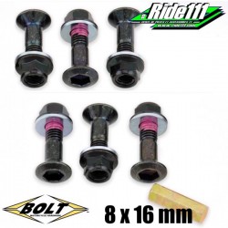 Vis + écrous de couronne 8x16mm BOLT Noir