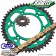 Kit chaine Bi-Matière Color Line Vert / Doré KAWASAKI 250 KX 