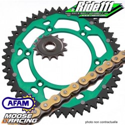 Kit chaine Bi-Matière Color Line Vert / Doré KAWASAKI 450 KLX-R 