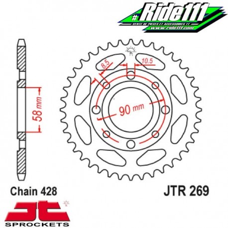 Couronne acier JT HONDA 125 XLS et XR  à
+ 2
