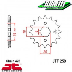 Pignon de sortie de boite JT HONDA 125 XLS et XR  à
+ 2
