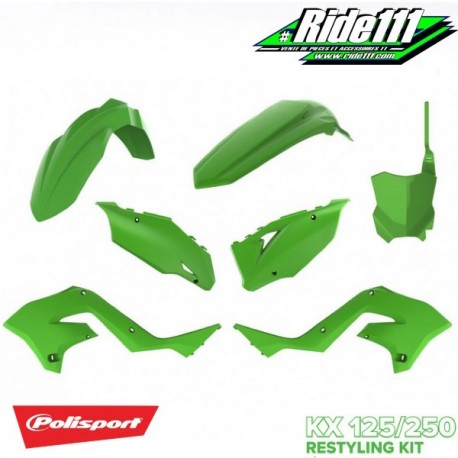 Kit plastiques restylé KAWASAKI 125 et 250 KX 2001 à 2008 Look 2022 Couleur:VERT KAWASAKI Année:2001 à 2008à
+ 2
