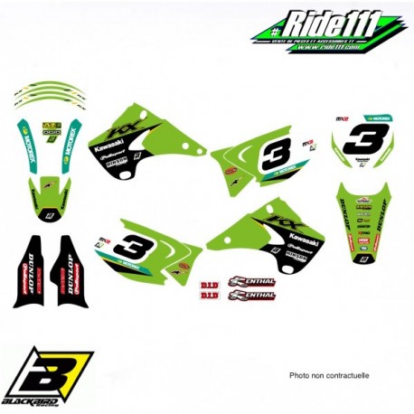 Kit déco ou Housse de selle BLACKBIRD KAWASAKI RACING TEAM 125 et 250 KX  Elément:Kit déco