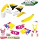 Kit plastiques restylé + kit déco Rétro SUZUKI 125 et 250 RM Année:2001 à 2008 Elément:Kit plastiques + déco + housse de selleà
