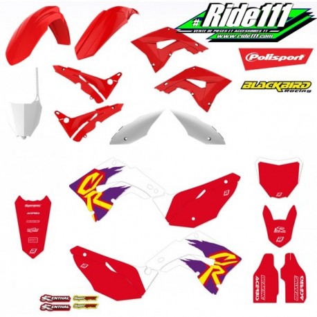 Kit plastiques restylé + kit déco Rétro HONDA 125 et 250 CR  Année:2002 à 2007 Elément:Kit plastiques + décoà
+ 2
