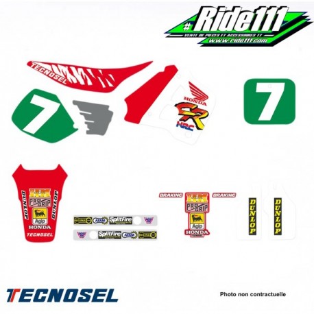 Kit déco ou housse de selle TECNOSEL REPLICA TEAM 1991 HONDA 250 CR  Année:1990 à 1991 Elément:Kit décoà
+ 2
