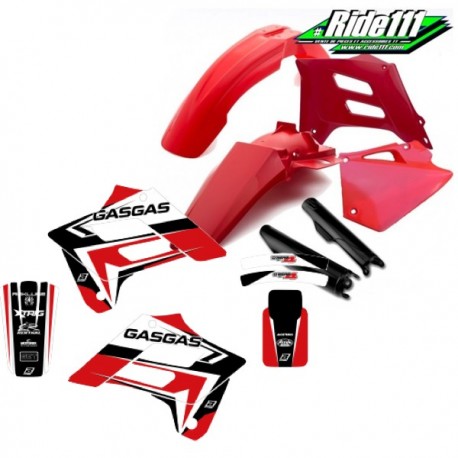 Kit Plastiques avec déco GAS-GAS 250 EC 2001 à 2006 Couleur:Rouge