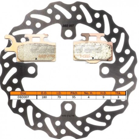 Kit disque de frein avant + plaquettes DELTA Braking KAWASAKI KX 65 Année:2000 à 2025