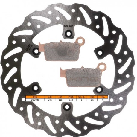 Kit disque de frein arrière + plaquettes DELTA Braking YAMAHA YZ-F 450 Année:2003 à 2019