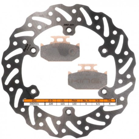 Kit disque de frein arrière + plaquettes DELTA Braking YAMAHA YZ 250 Année:1990 à 1997
