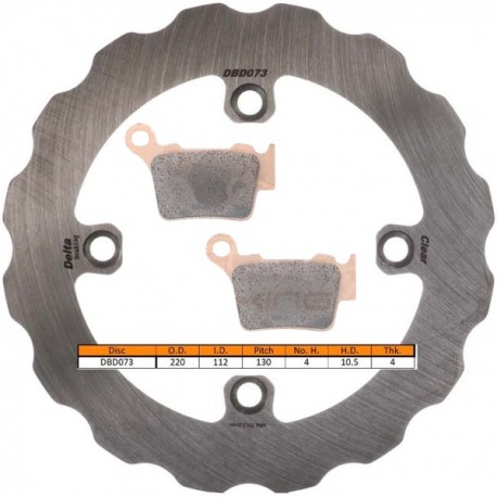 Kit disque de frein arrière + plaquettes DELTA Braking SHERCO 250 et 300 SE SEF Enduro 2 et 4 temps Année:2014 à 2025