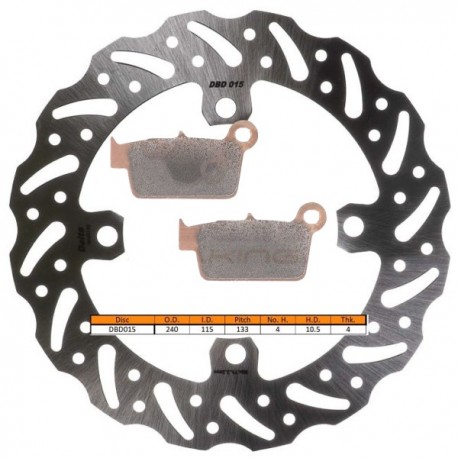 Kit disque de frein arrière + plaquettes DELTA Braking KAWASAKI KX-F 450 Année:2009 à 2018