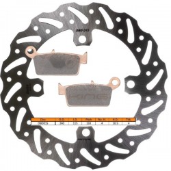 Kit disque de frein arrière + plaquettes DELTA Braking KAWASAKI KX 250 Année:2003 à 2008