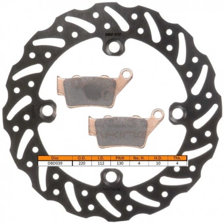 Kit disque de frein arrière + plaquettes DELTA Braking HUSQVARNA WR 125 Année:2000 à 2005