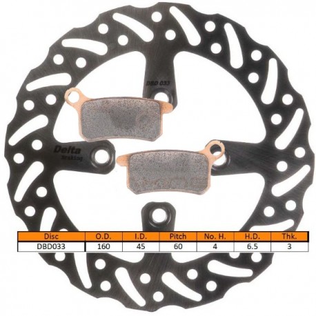 Kit disque de frein arrière + plaquettes DELTA Braking HUSQVARNA TC 65 Année:2017 à 2022