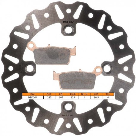 Kit disque de frein arrière + plaquettes DELTA Braking HONDA XR 600  Année:1993 à 1999
