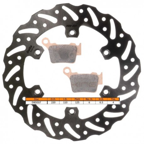 Kit disque de frein arrière + plaquettes DELTA Braking GAS-GAS EC-F 350 Année:2021 à 2025
