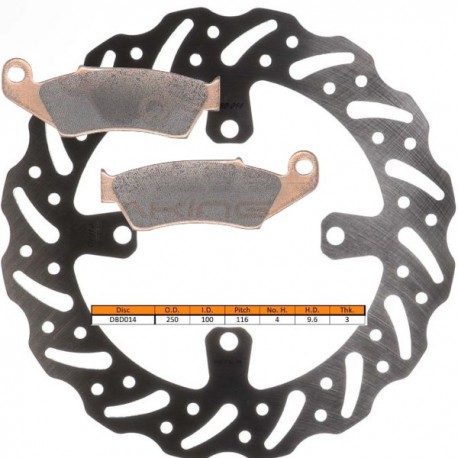 Kit disque de frein avant + plaquettes DELTA Braking KAWASAKI KX 125 Année:2003 à 2005