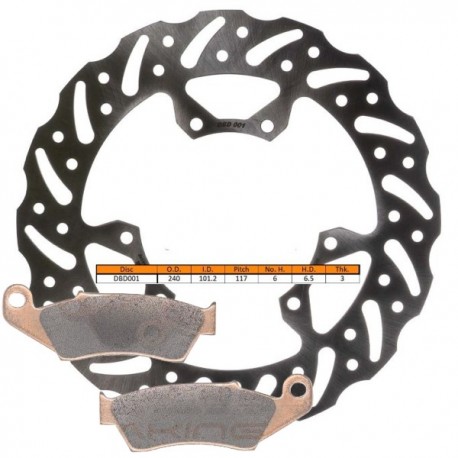 Kit disque de frein avant + plaquettes DELTA Braking HONDA CR 250 Année:1995 à 2007